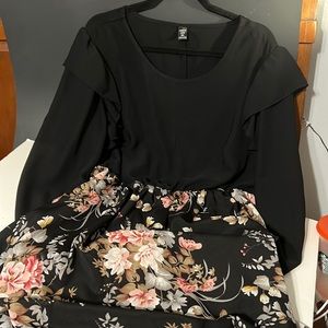 3XL shein curve dress, black and floral